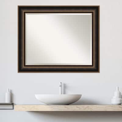 Villa Oil Rubbed Bronze Beveled Wood Framed Bathroom Vanity Wall Mirror - Villa Oil Rubbed Bronze
