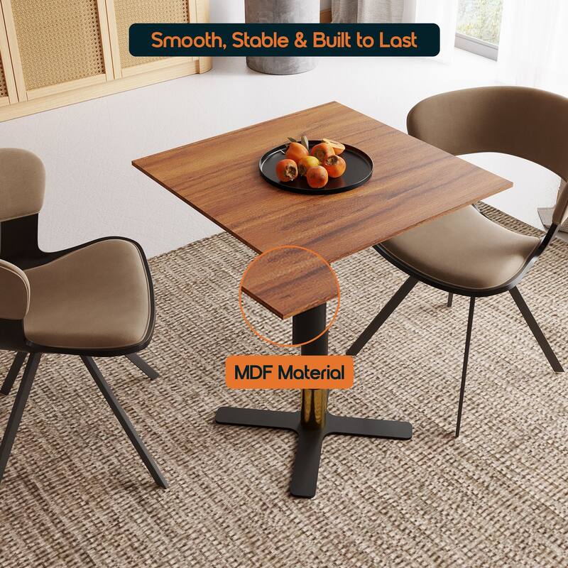 Vail Square Dining Table with 24 in. MDF Tabletop in Black Stainless Steel Cross Legs with Gold Accent Base Kitchen Table