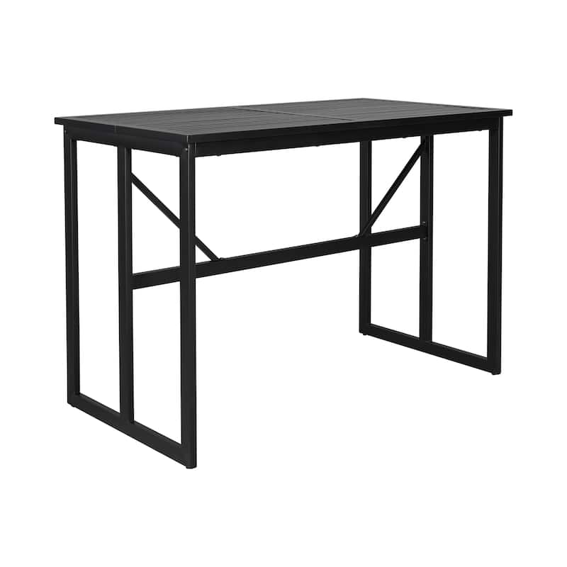 Outdoor Wood Chairs Set with Metal Table for Patio (Set of 5)