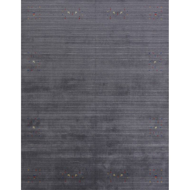 Hand Knotted Oriental 100% Wool Carpet Tribal Tribal Greys & Charcoal Gabbeh Area Rug - 10' 1'' X 8' 3''
