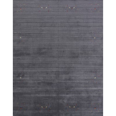 Hand Knotted Oriental 100% Wool Carpet Tribal Tribal Greys & Charcoal Gabbeh Area Rug - 10' 1'' X 8' 3''