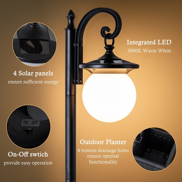 C Cattleya Integrated LED Solar Outdoor Post Light with Planter On Sale Bed Bath Beyond 38073823