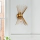 preview thumbnail 4 of 8, Modern Mid-century 2-light Starburst Wall Sconce - Brass