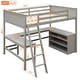 preview thumbnail 35 of 43, Multi-Functional Full Size Loft Bed with U-shaped Under Bed Desk, Bookshelves, Guardrails and Ladder for Small Spaces
