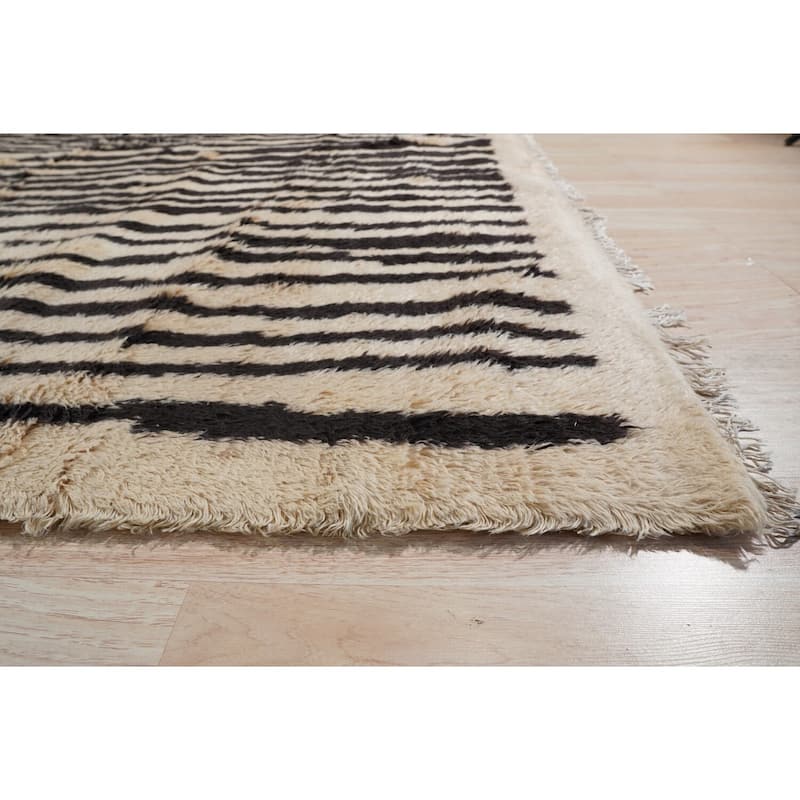 Yellow Hand-Knotted Wool Art Deco Rug, 9' x 12', plush elegant floor rug - L