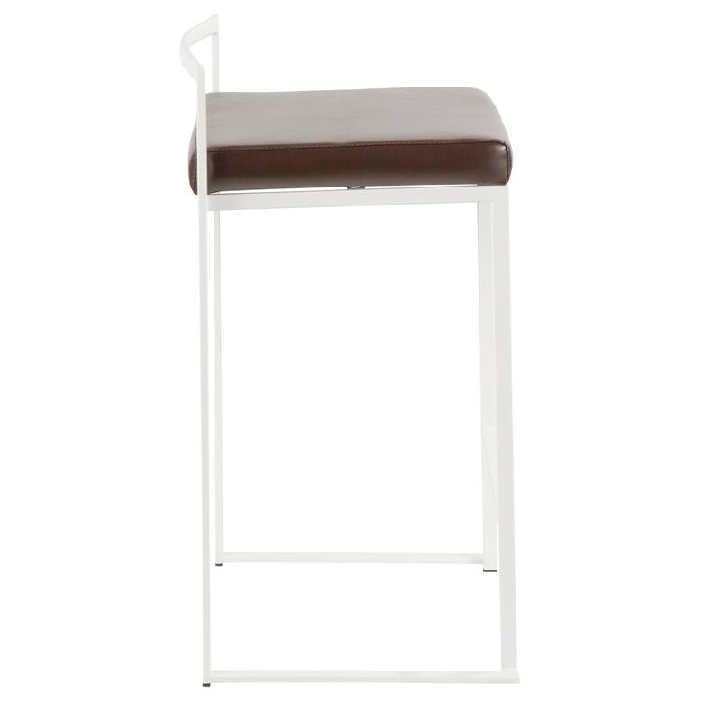 Porch & Den Forrest White Stackable Fully Welded Counter Stool (Set of 3)