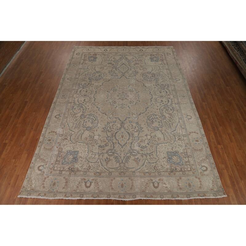 Traditional Floral Tabriz Persian Rug Hand-Knotted Wool Carpet - 9'4"x 13'1"