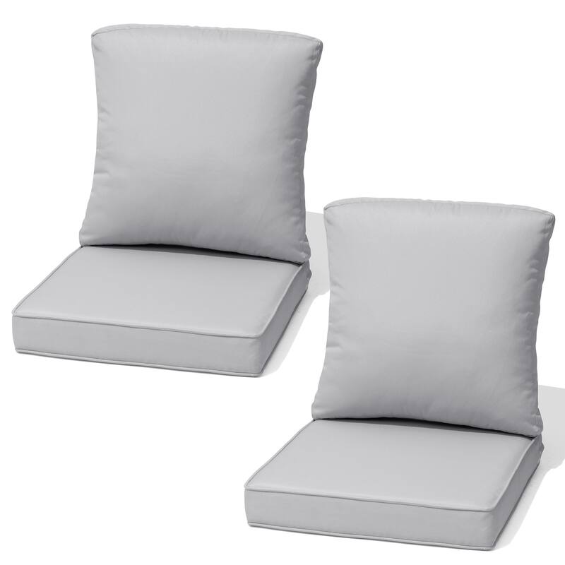22 x 21 in Outdoor Patio Deep Seat Cushions Set Water Resistant - LightGrey - 2PC