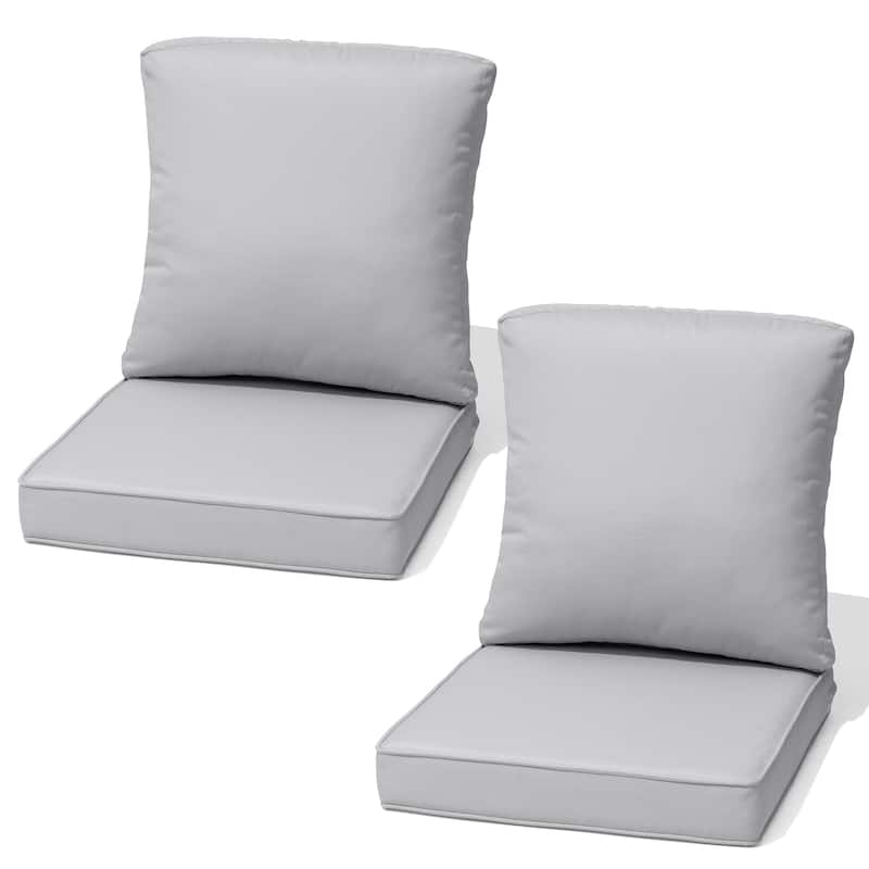 22 x 21 in Patio Premium fabric Outdoor Seat Cushions Set (Seat & Back) - 2PC - LightGrey