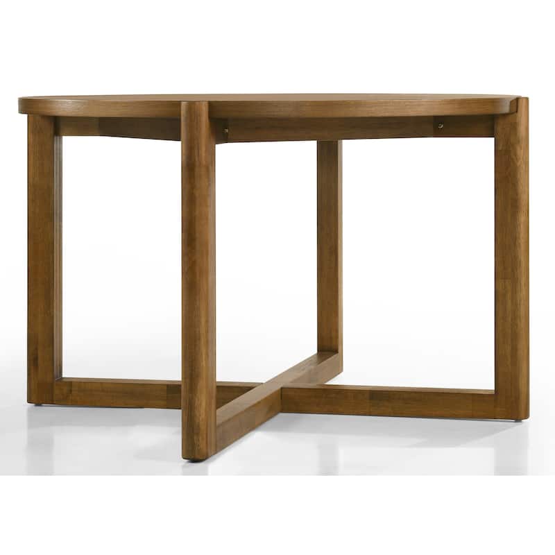 Andrew 47-inch Round Dining Table, Mid-Century Modern Walnut Finish Wood Table with Cross Sled Base, Seats 4