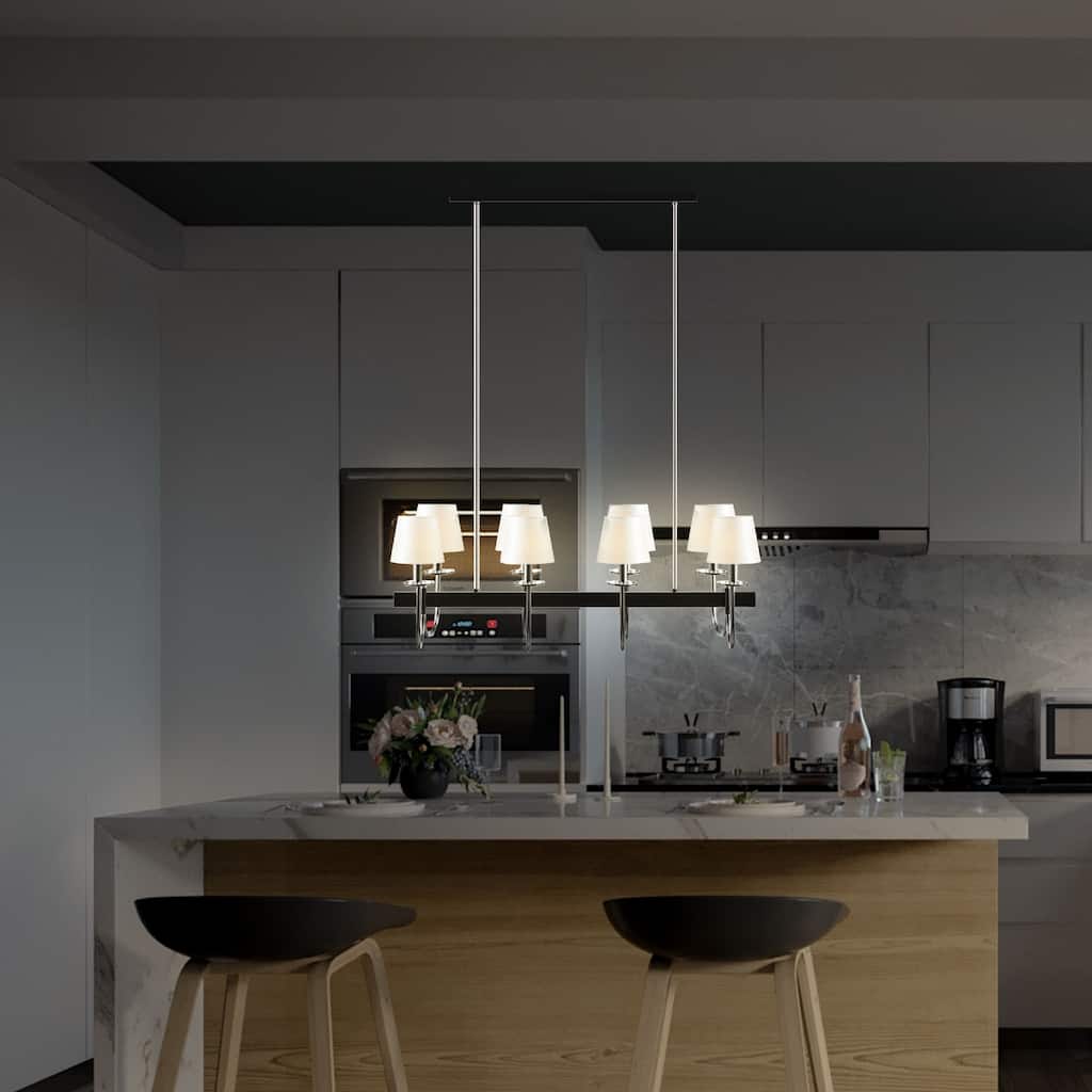 8-Light Traditional Dimmable Chandelier with Drum Shades