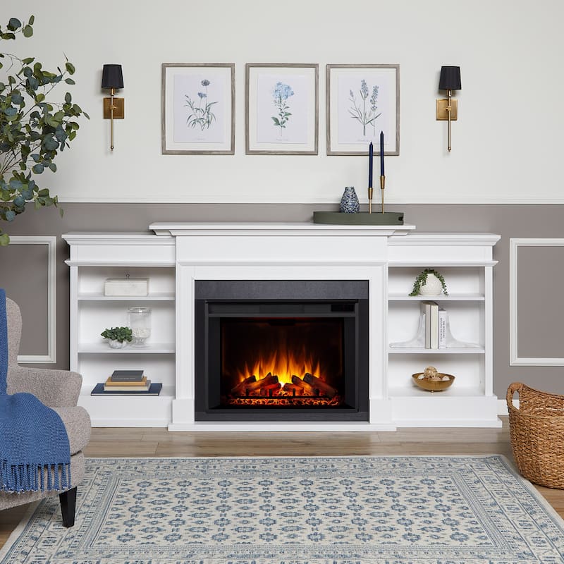 Ashton 93" Grand Media Electric Fireplace in White by Real Flame