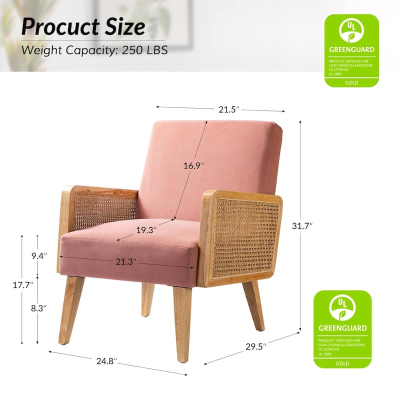 Carmina Upholstered Accent Chair with Natural Rattan Arms by HULALA HOME