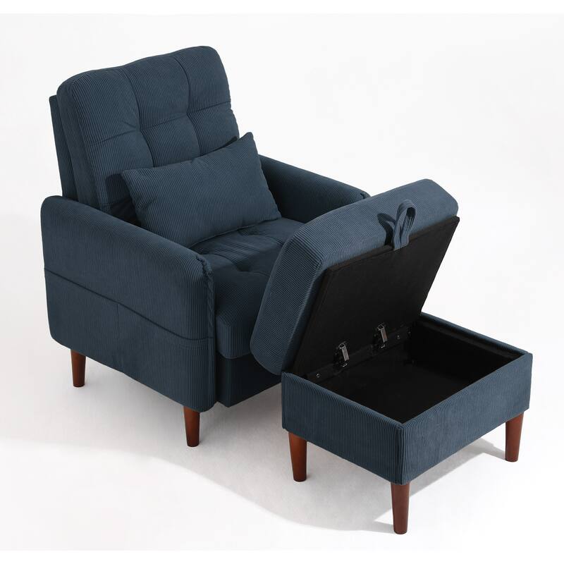 Adjustable Backrest Lounge Accent Chair Set with Storage Ottoman