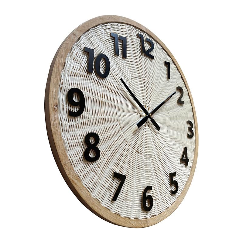 Luciana Woven Rattan Round Wall Clock - 23.5"H x 23.5"W x 1"D