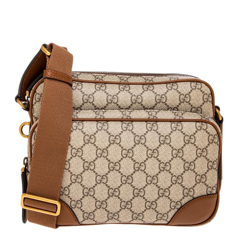 GG Emblem Medium Crossbody Bag - Beige and Drak Brown