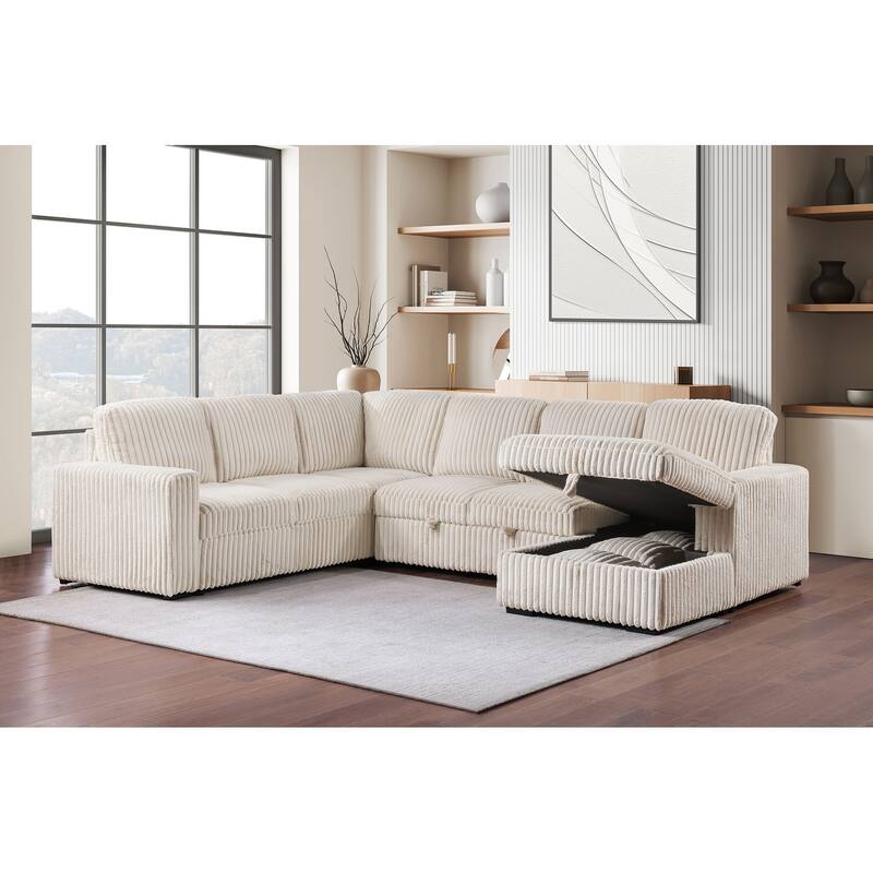 Devonshire Sleeper Sectional Sofa Storage Chaise - 122.00'' x 96.75''-50.00'' x 39.25''