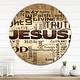 preview thumbnail 8 of 8, Designart 'Jesus' word cloud in grunge background' Oversized Religious Wall CLock