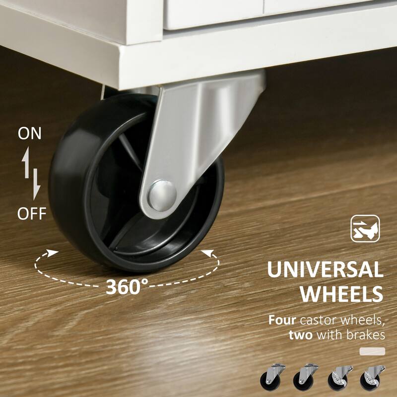 41" Modern Rolling Kitchen Island On Wheels(no include stool)