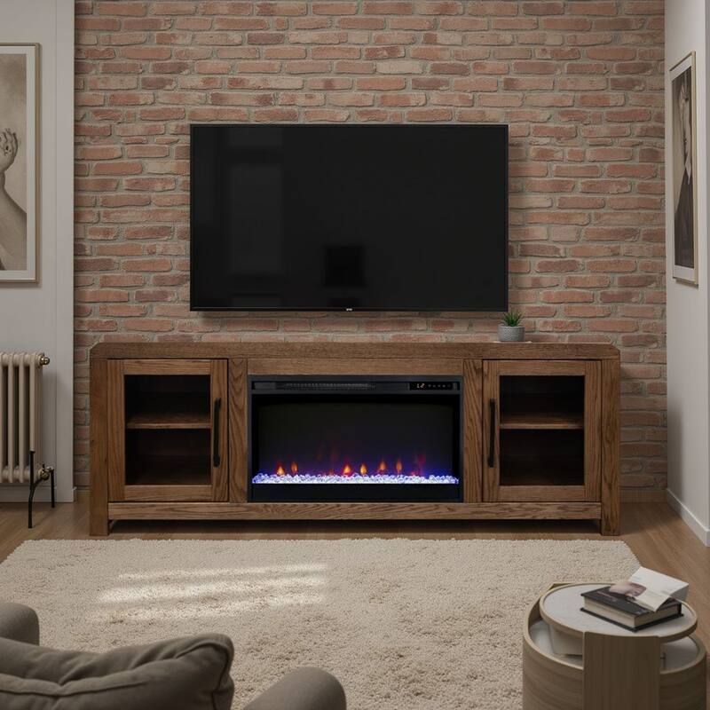 Bridgevine Home Haven 65 inch Fireplace TV Stand, for TVs up to 75 inches, Minimal Assembly