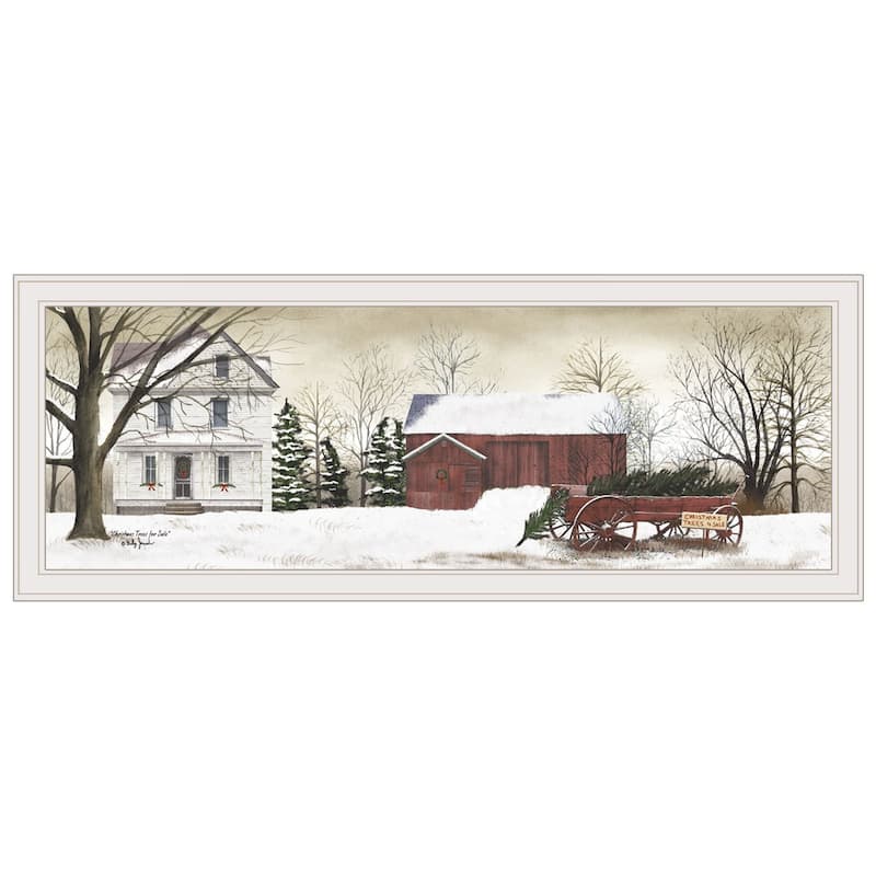 TrendyDecor4U Farmhouse "Christmas Trees for Sale" Framed Print Wall Art by Billy Jacobs - 15 x 39