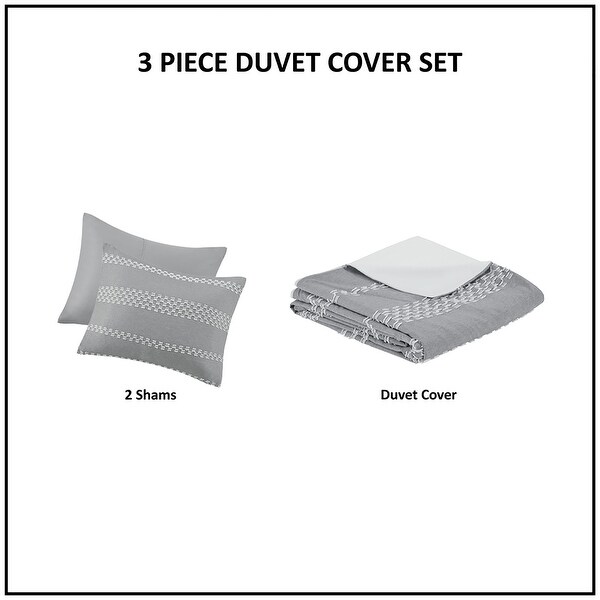 Madison Park Hendry 3 Piece Clipped Jacquard Duvet Cover Set