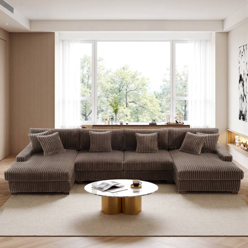 Cotton Flannel 3-Seat Modular Sectional Sofa with Chaise