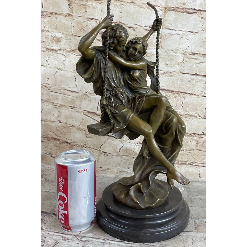 Hand Made Perfect Valentine Gift Couple In Love On Swing Set Bronze Figurine Lrg