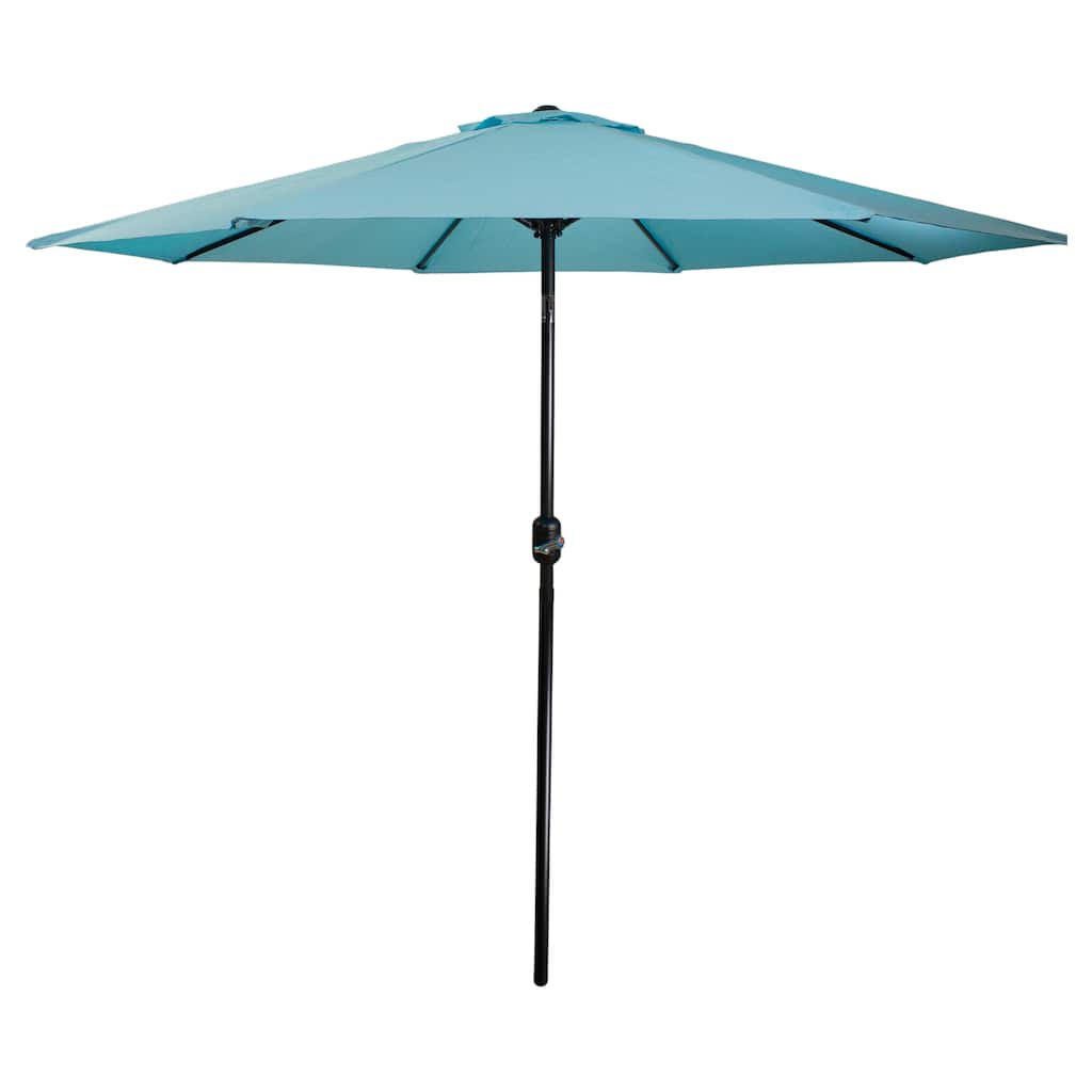 9ft Outdoor Patio Market Umbrella with Hand Crank Tilt, Turquoise Blue