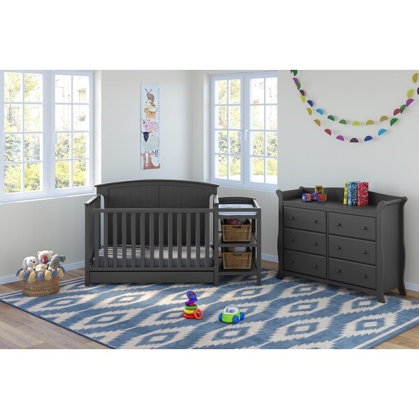 storkcraft steveston 4 in 1 crib and changer with drawer gray