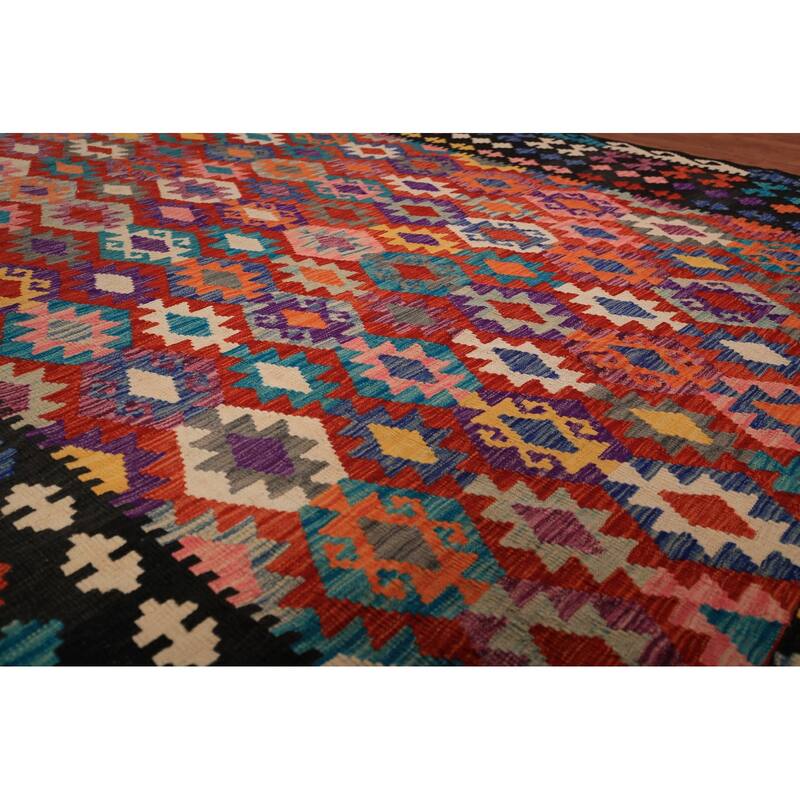 Reversible Kilim Oriental Area Rug Flatweave Home Decor Wool Carpet - 8'9" x 11'4"