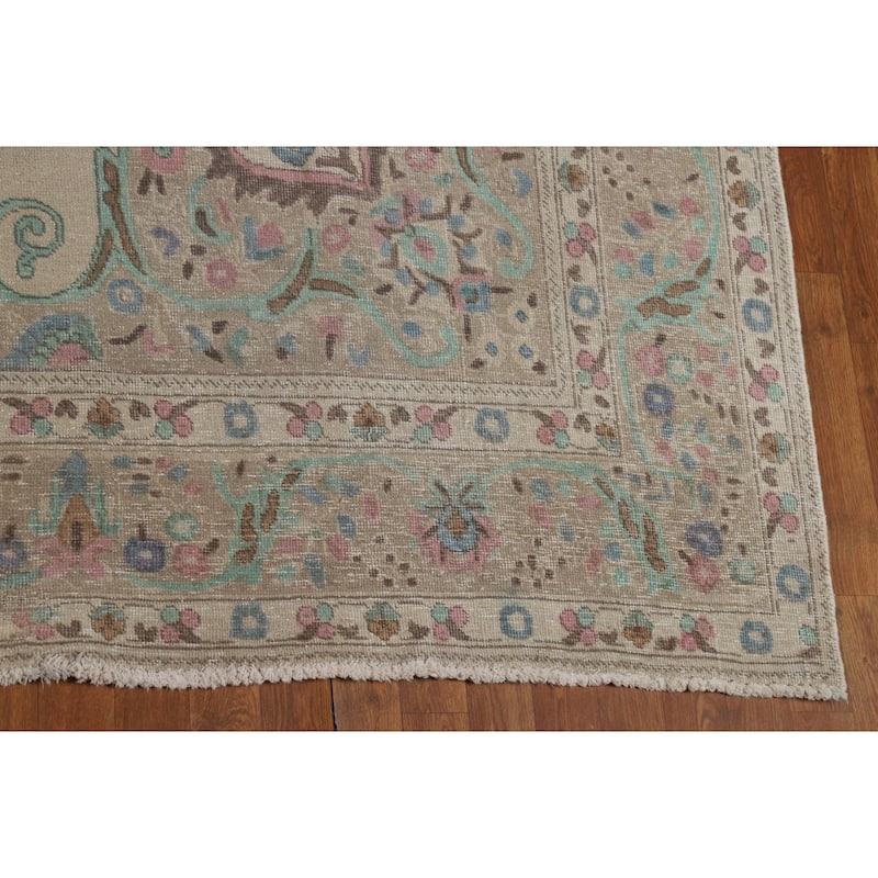 Tabriz Persian Area Rug Handmade Traditional Beige Wool Carpet - 9'9"x 12'4"
