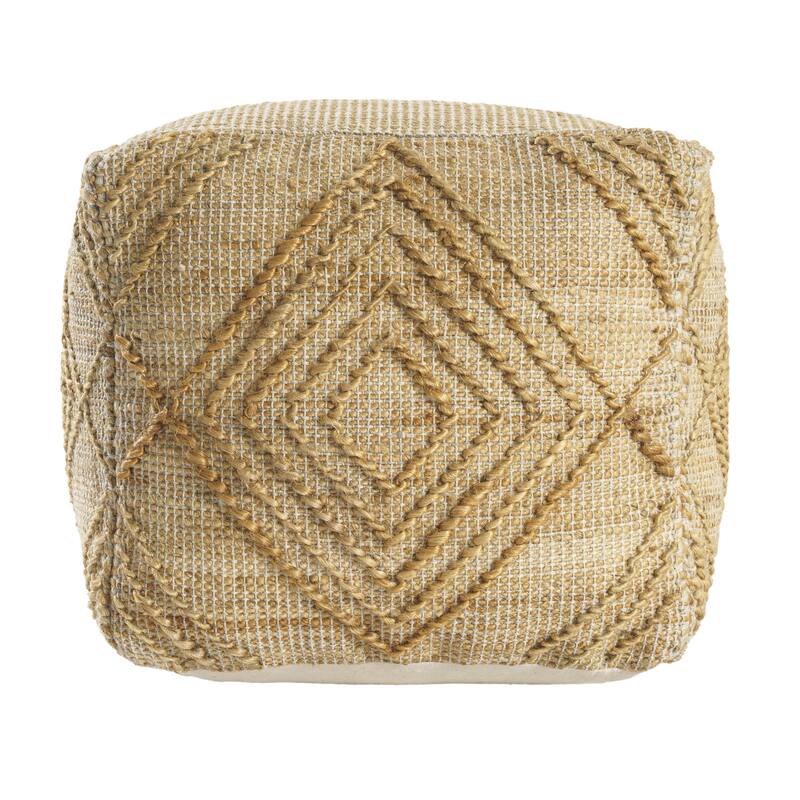 Sevita Natural Diamond Geometric Hand-Woven Pouf