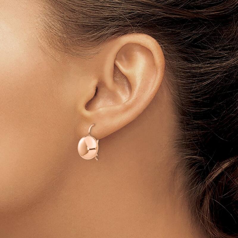 Curata 14k Rose Gold Polished Button Kidney Wire Earrings - 12x12mm