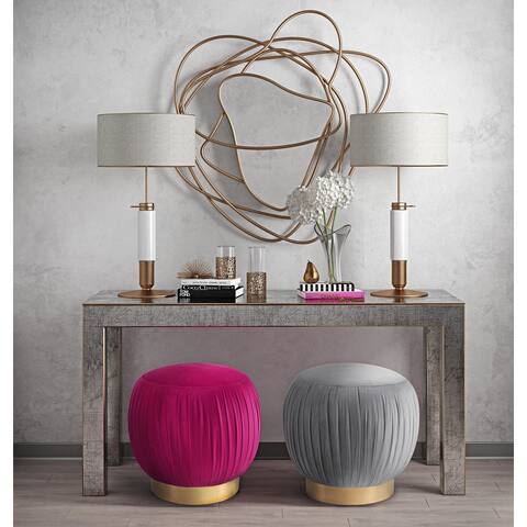 Tulip Pink Velvet Ottoman