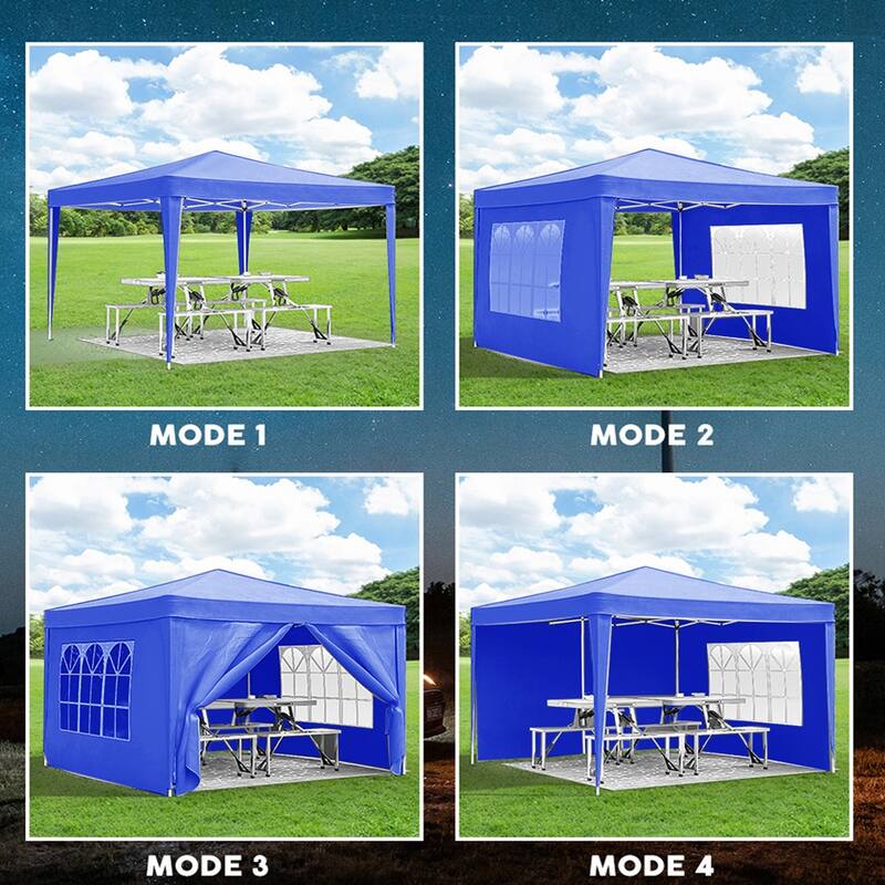 10'x10' Folding Canopy,4 Removable Sidewall Shelter UPF 50,Gazebo Portable Tents,EZ Pop Up Canopy 4pcs Weight Bag,Carry Bag