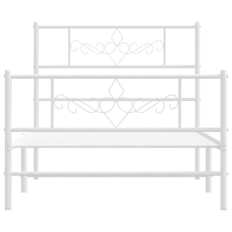 vidaXL 12 Inches White Twin Metal Bed Frame No Mattress - 77.2" x 41.3" x 35.4"