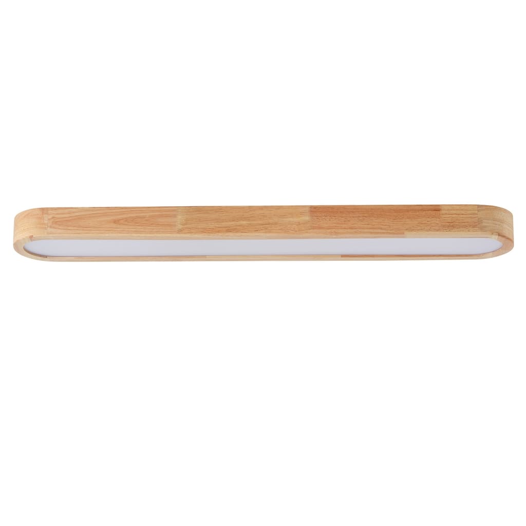Modern LED Linear Ceiling Light Flush Mount Wood Finish 36 Inch Kitchen Dining Room - N/A