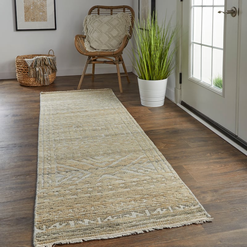 Eckhart Abstract Tribal Rug, Golden Brown/Gray, Area Rug