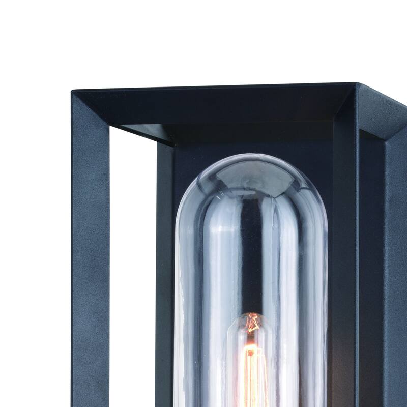Pullman 1 Light Black Modern Industrial Outdoor Wall Sconce Clear Glass - 6.5-in W x 15.5-in H x 6.75-in D