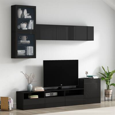 High Gloss TV Stand w/Ample Storage Space,MediaConsole，Versatile