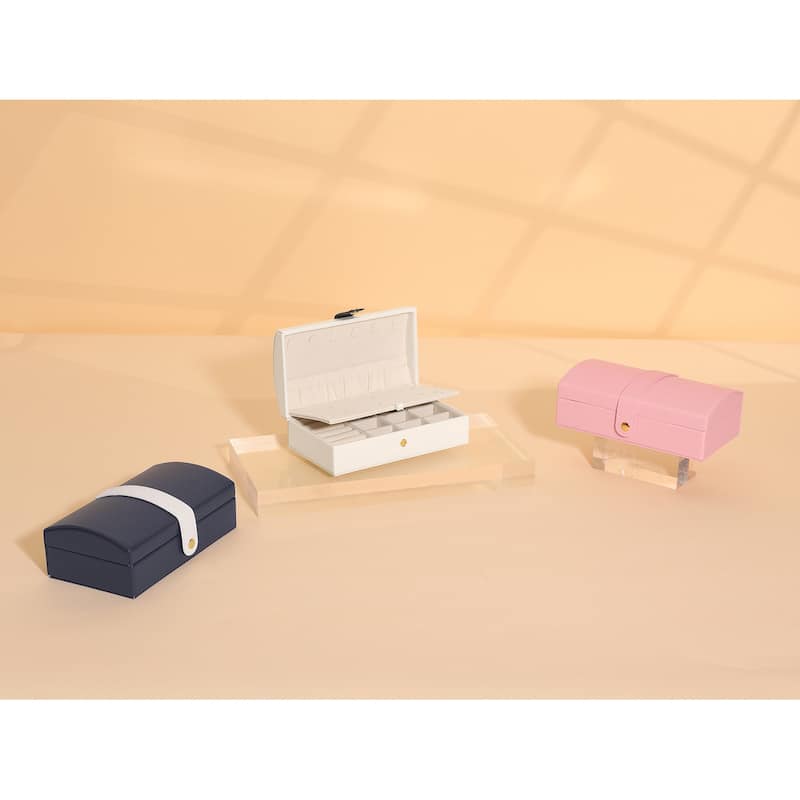 Travel Jewelry Box for Women, Small Portable PU Leather Jewelry Organizer Case Storage Display Holder - 17x9.5x6cm