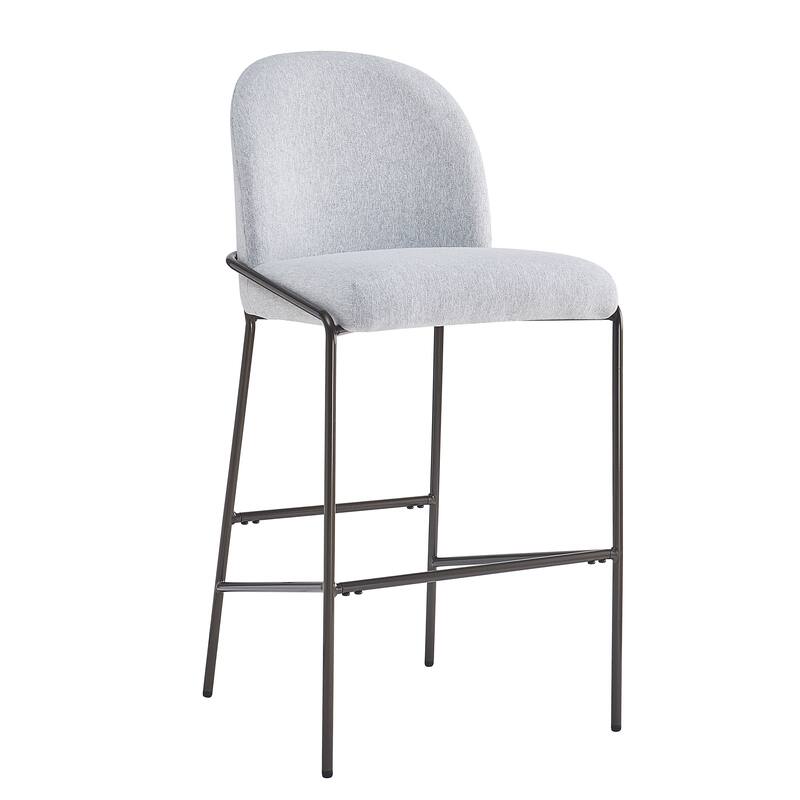 Indoor Metal Upholstered Barstool, Antique Bronze Finish Frame with Fabric, Set of 2