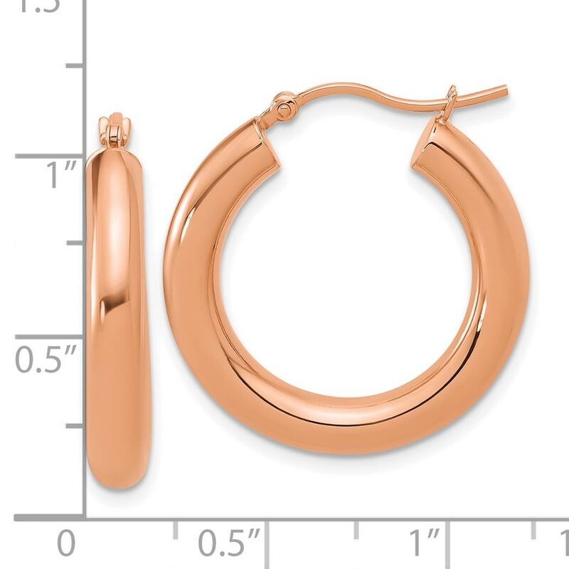 Curata 14k Rose Gold Polished Polished Hoop Earrings - 25x25mm