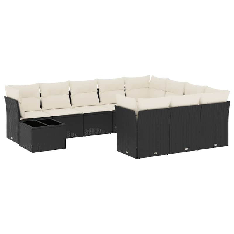 vidaXL Patio Sofa Set with Cushions Outdoor Furniture 11 Piece Poly Rattan - 21.7 x 21.7 x 14.6