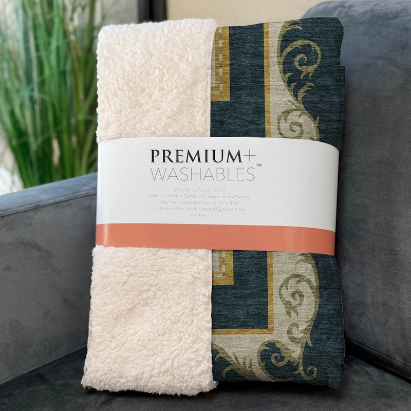 Premium Machine Washable ASB159 Farmhouse Sherpa Throw Blanket