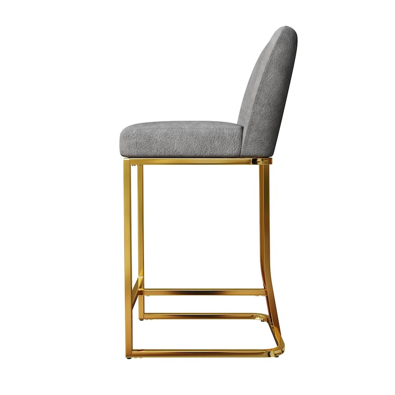 Bar Chairs Set of 2, Cushioned Bar Chairs with Metal Legs and Backrest