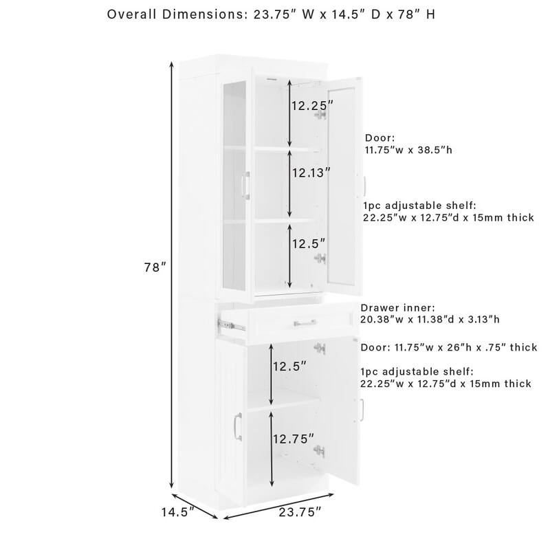 Crosley Stanton 2Pc Glass Door Kitchen Storage Pantry Cabinet Set