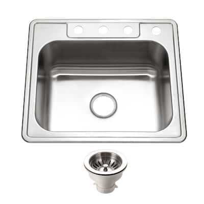 Houzer 2522-8BS4-C Glowtone 25" Drop In Single Basin Stainless Steel