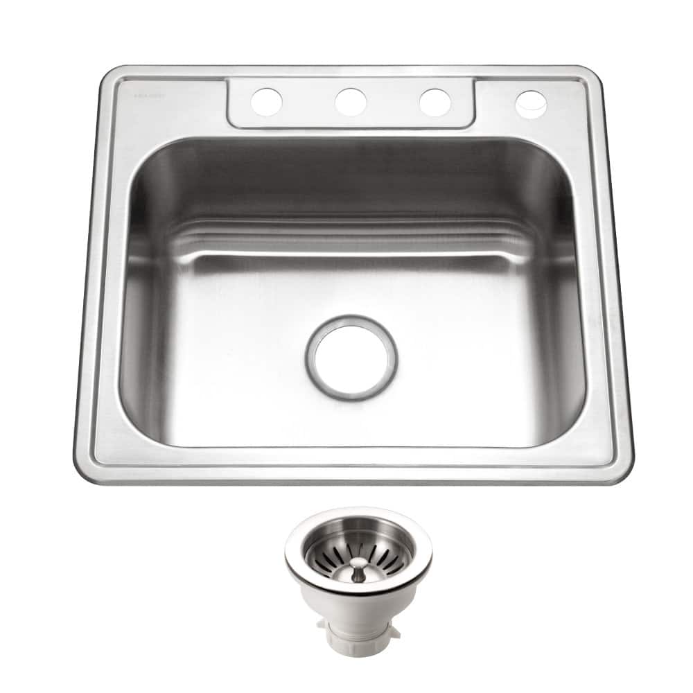 Houzer 2522-8BS4-C Glowtone 25" Drop In Single Basin Stainless Steel